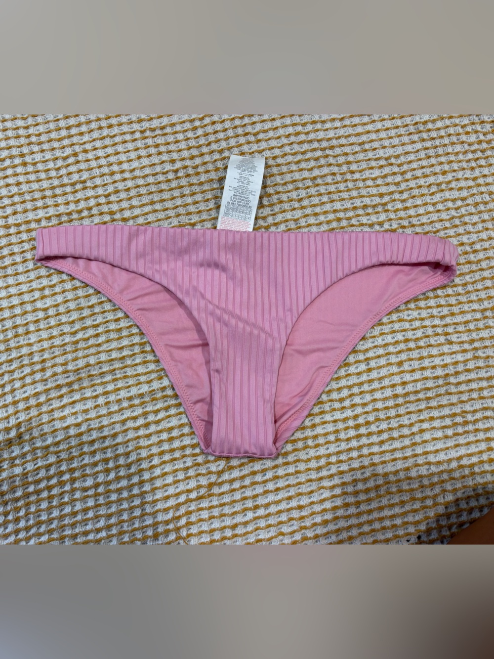 Rip Curl Light Pink Ribbed Bikini Bottom sz L